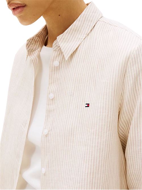 Camicia donna avorio in lino Tommy Hilfiger | WW0WW44697Z00
